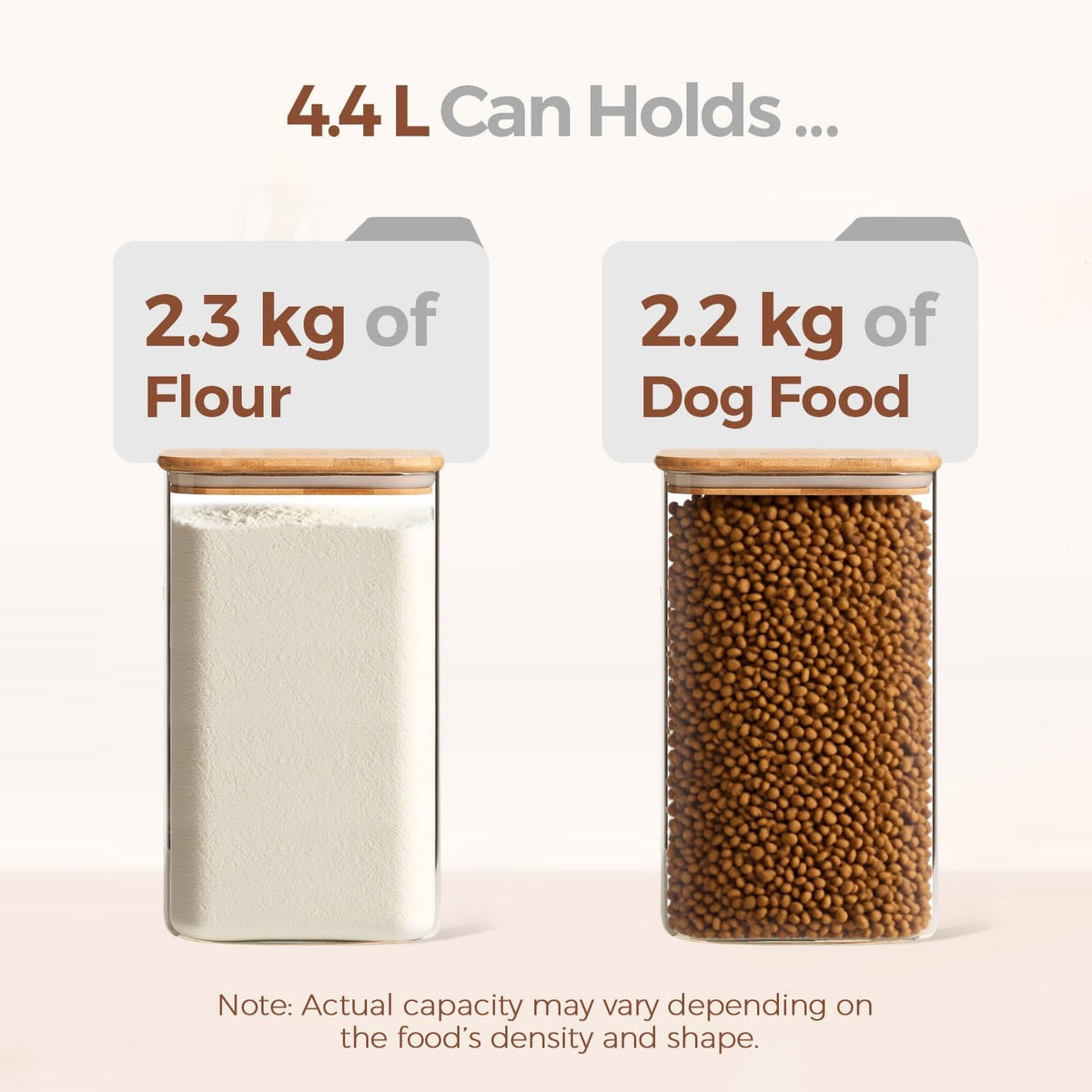 4.4L Flour Storage Containers, Large Glass Jars with Lids, Square