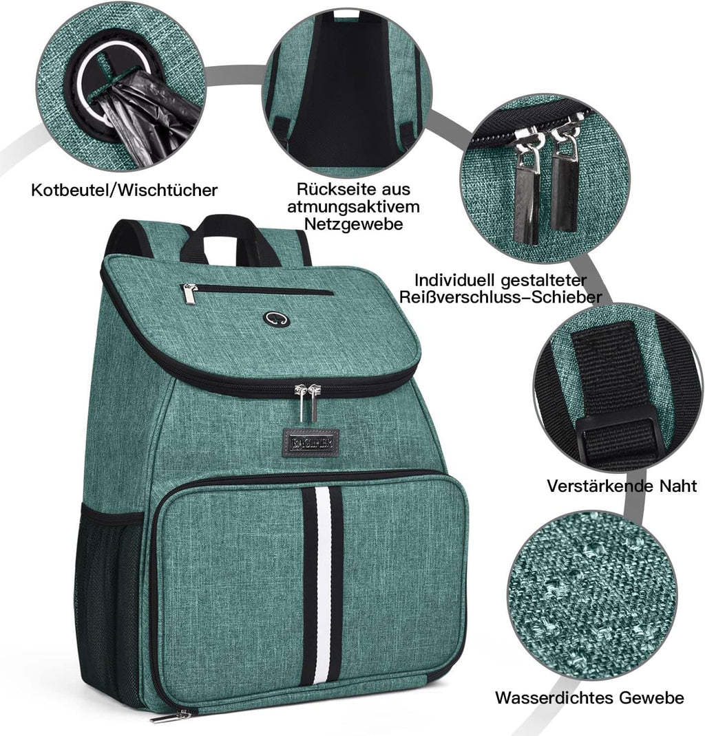 丨Dog Travel Bag,Airline Approved Pet Supplies Backpack,Dog Travel Backpack Accessories Set with 2 Silicone Collapsible Bowls and 2 Food Baskets. Green