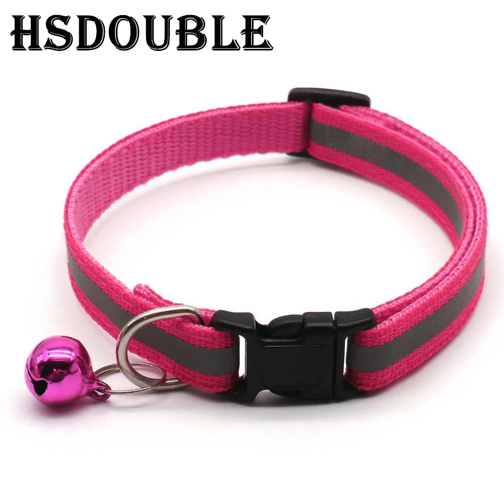2Pcs/Pack 12 Colors Reflective Adjustable Cats and Small Dogs Collars with Bells Pet Supplies