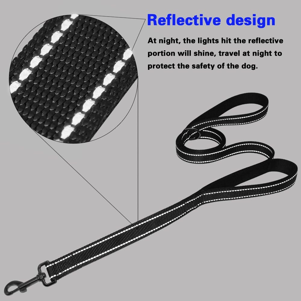 Large Dog Leash, 1.5M Double Handles No Pull Heavy Duty Strong Nylon Dog Leash. Dog Training Large Medium Duty Rope Walking&Training, Reflective Design