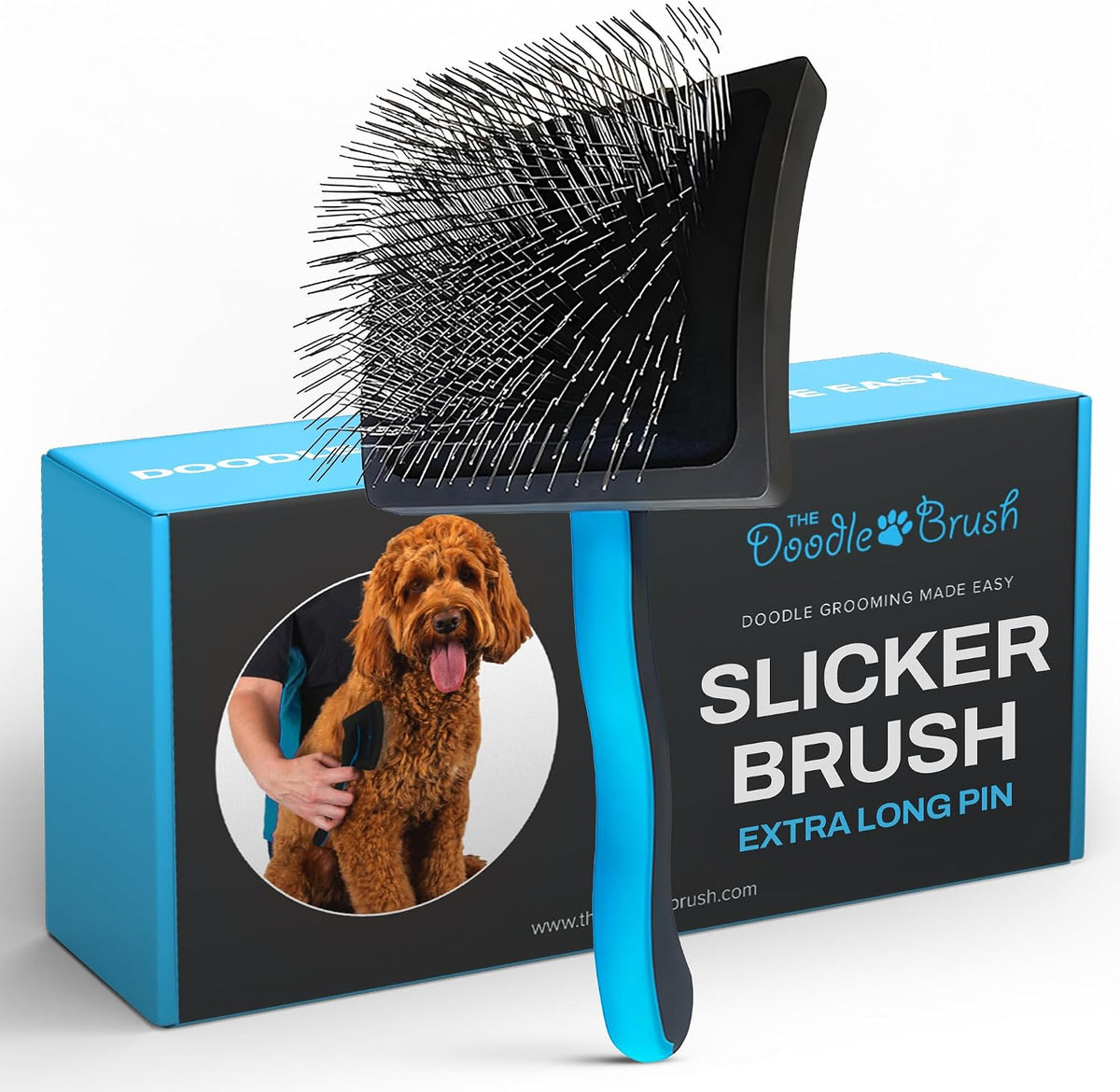 Slicker Dog Brush Curly Coat Detangler, Extra Long Pin