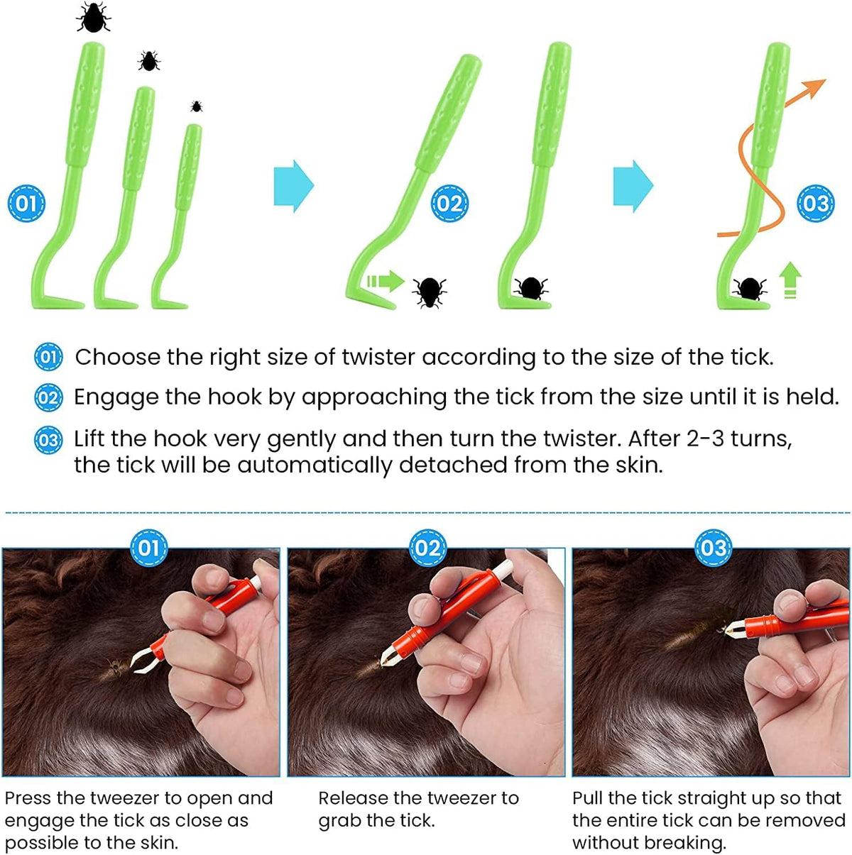 7PCS Tick Remover Tool Set, Dog Tick Removal Kit for Dogs and Cats