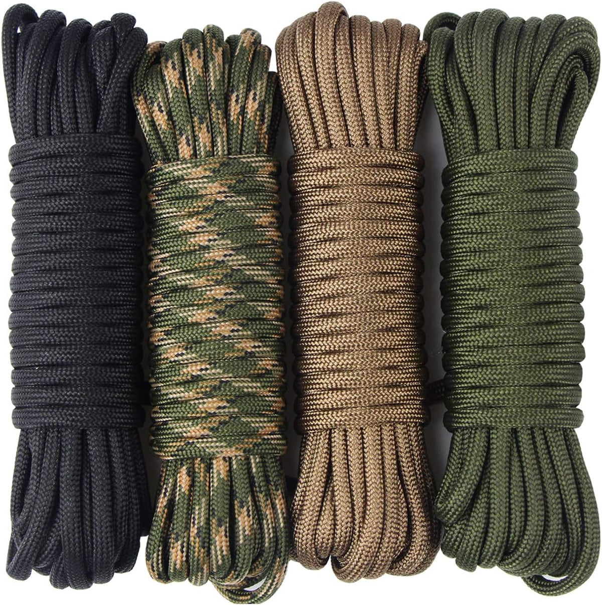 4Pcs 19Ft/6 Meters Paracord Rope 7 Inner Strands Nylon Rope 550Lb Breaking Strength for Outdoor Survival Rope, Lanyards, Keychain, Dog Collar, DIY Kit Craft Toy (D4-A-4X19Ft)