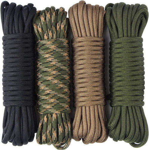4Pcs 19Ft/6 Meters Paracord Rope 7 Inner Strands Nylon Rope 550Lb Breaking Strength for Outdoor Survival Rope, Lanyards, Keychain, Dog Collar, DIY Kit Craft Toy (D4-A-4X19Ft)