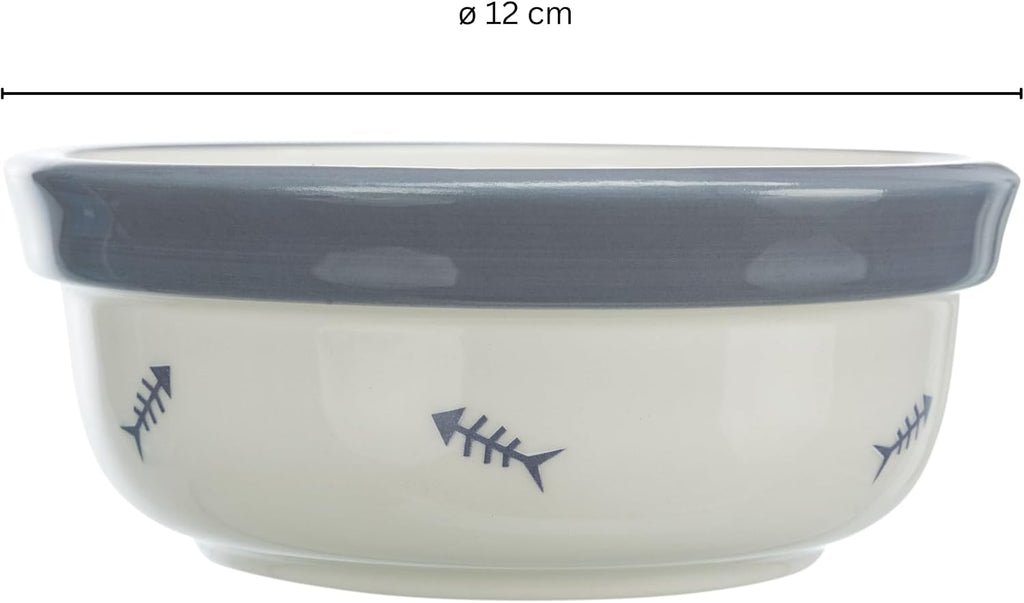 Eat on Feet Two Ceramic Bowl Set for Dog, Red/Black/Cream