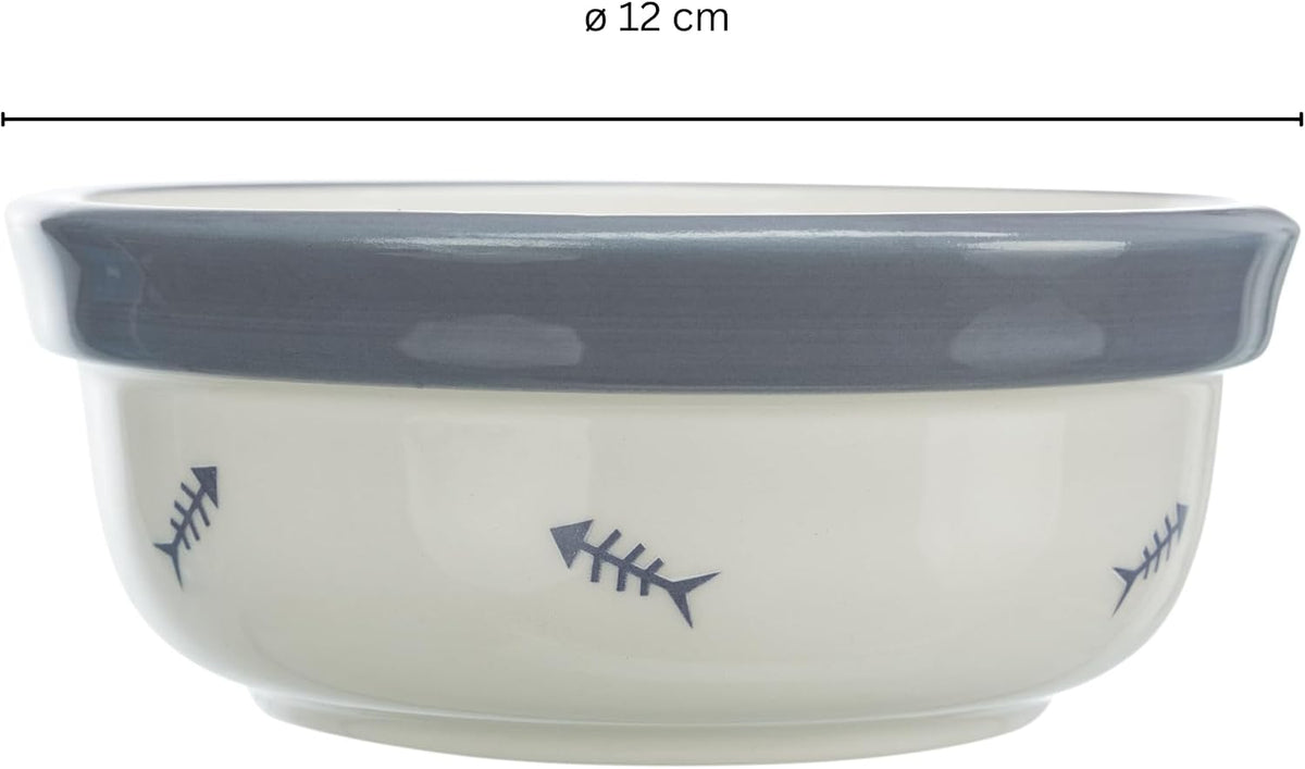 Eat on Feet Two Ceramic Bowl Set for Dog, Red/Black/Cream