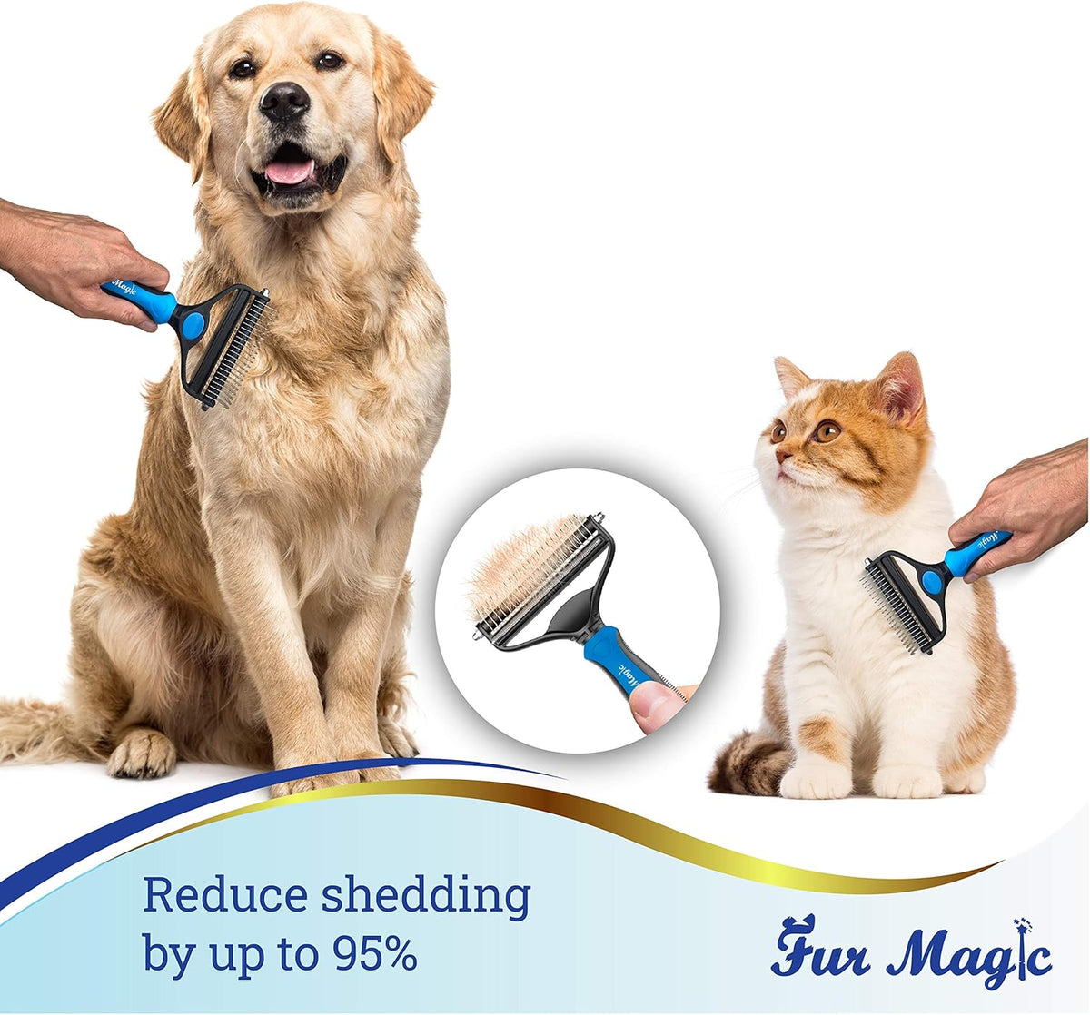 Deshedding & Dematting Tool, 2-In-1 Double-Sided Grooming Brush