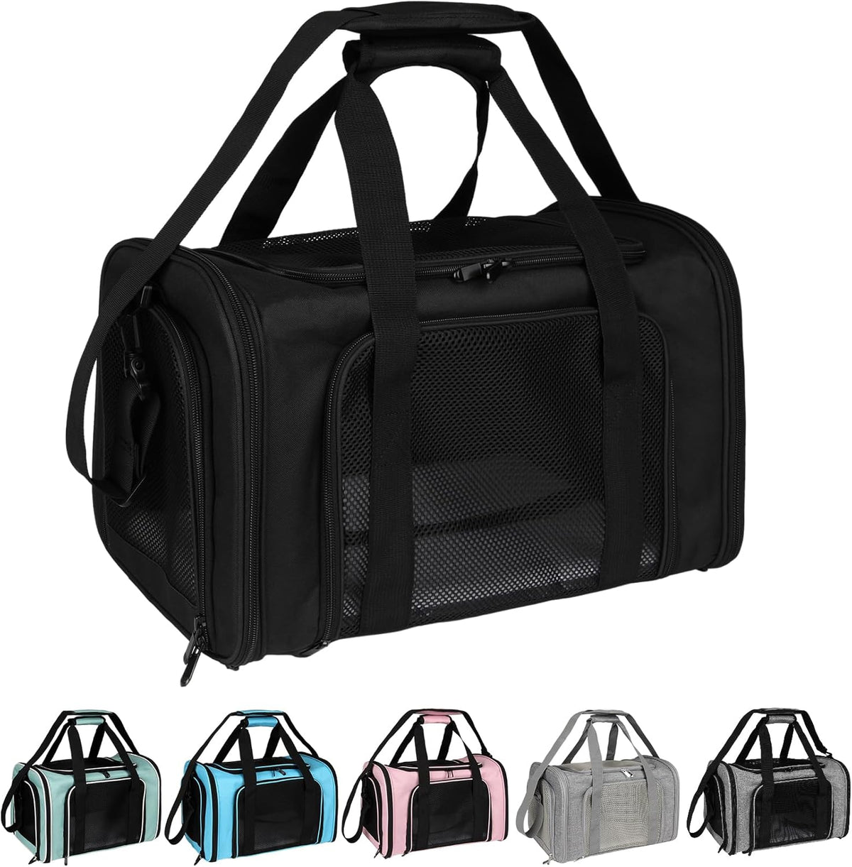 Dog Cat Carrier Pet Carriers for Small Medium Large Cats Dogs Carrier Soft Sided Small Puppy Dog Carrier Portable Foldable Airline Approved Dog Cat Travel Carrier Black Medium