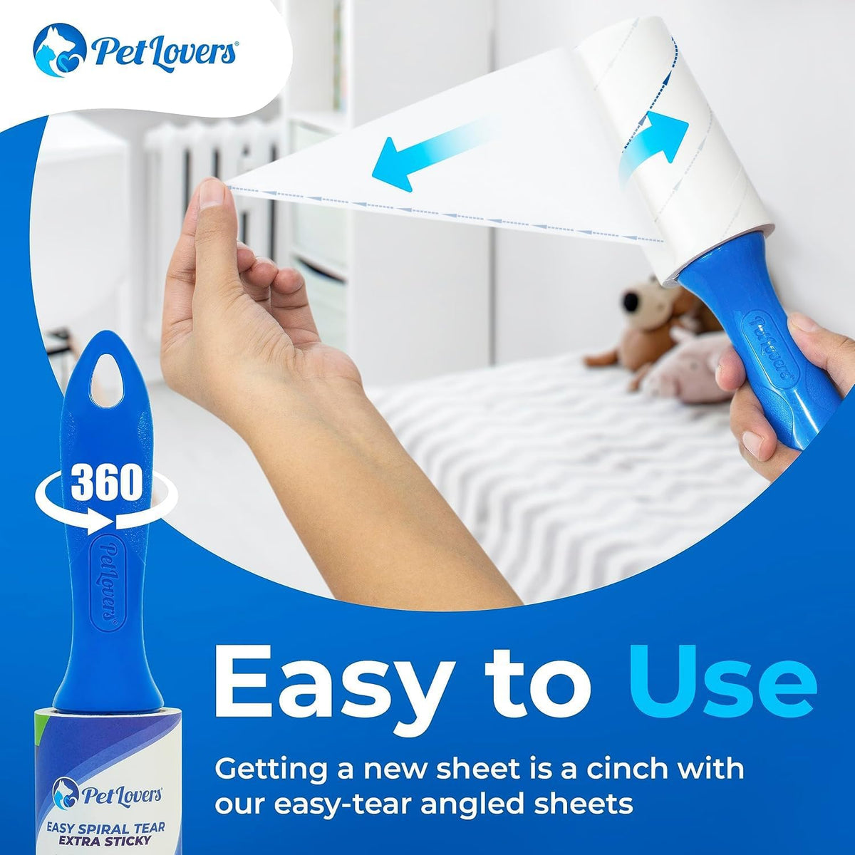 Extra Sticky Lint Roller Mega Value Set 450 Sheets for Pet Hair Removal Dog and Cat Lint Remover 5 Pack