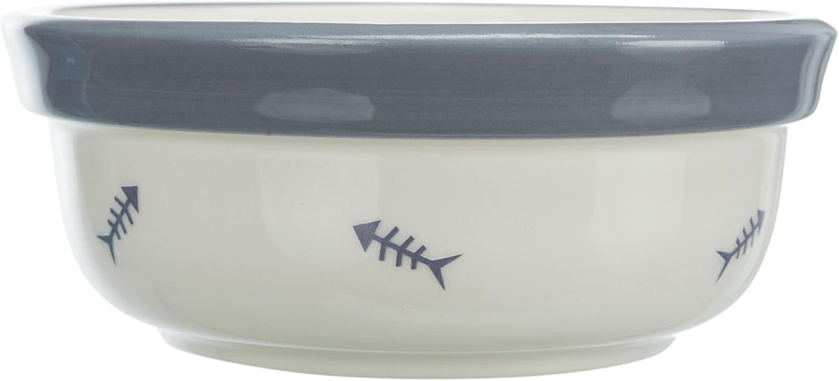Eat on Feet Two Ceramic Bowl Set for Dog, Red/Black/Cream