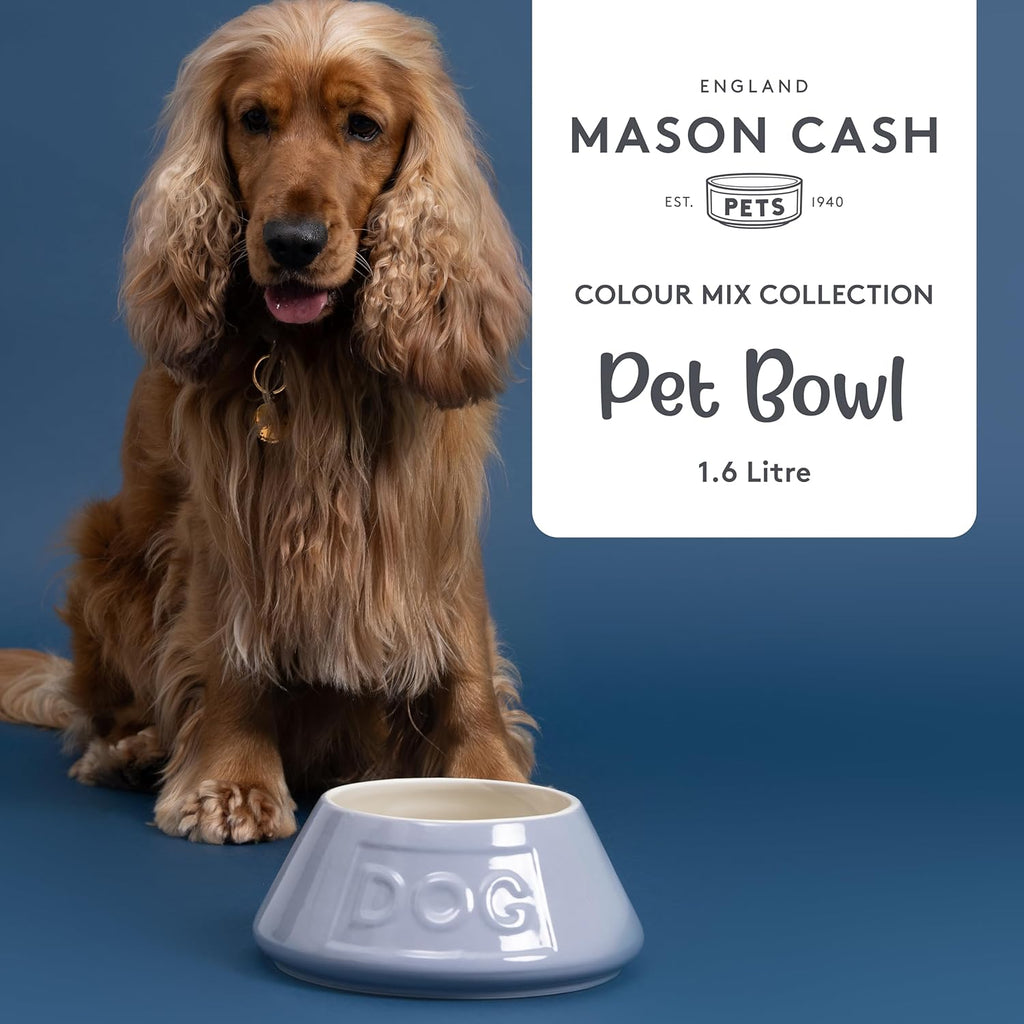 Grey Non Tip Dog Bowl 21 Cm Ceramic Dog Feeding Bowl for Food & Water, Non Slip & anti Spill Pet Bowl, Dishwasher & Freezer Safe