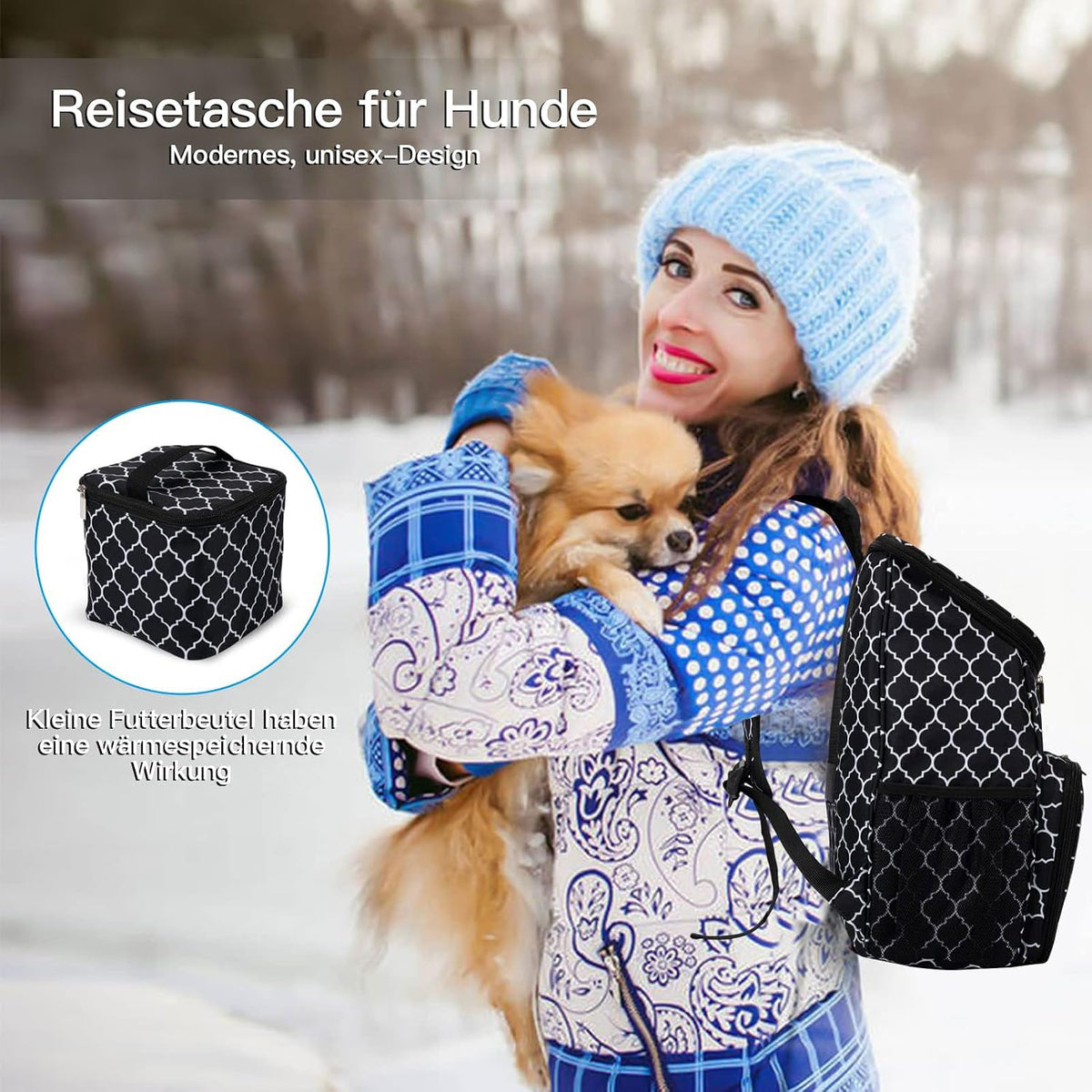 丨Dog Travel Bag, Airline Approved Pet Supplies Backpack, Dog Travel Backpack with 2 Silicone Collapsible Bowls and 2 Food Baskets