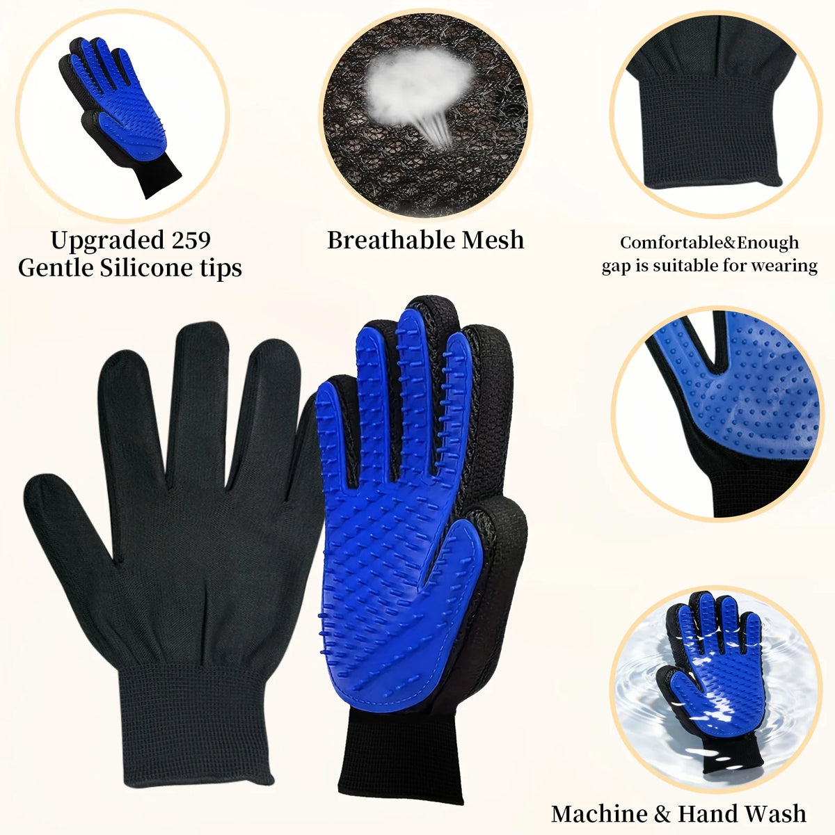 2026 NEW 2 Pieces of Pet Grooming Gloves,Hair Removal Gloves with Hair Removal and Massage Functions,Remove Floating Hair Tools.