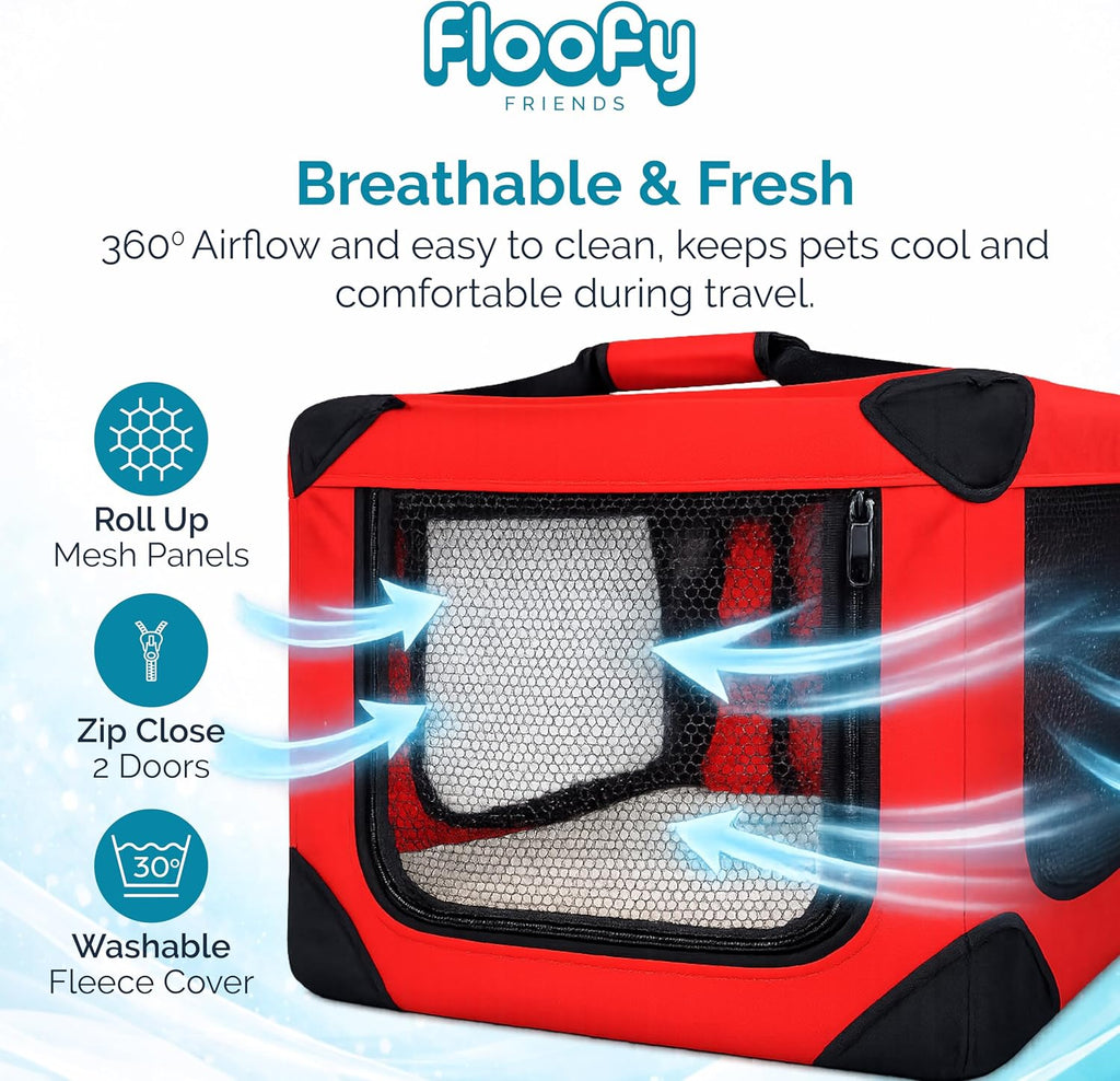 Soft-Sided Dog Travel Crate - Foldable, Breathable Pet Carrier for Small Dogs & Cats, Ideal for Car Travel & Home Use