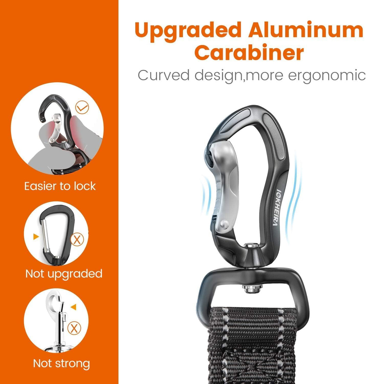 Dog Seatbelt, Aviation Aluminum Carabiner Nylon Dog Seat Belt, Adjustable Dog Car Harness, Pet Safety Belt with Hook Latch & Seatbelt Buckle
