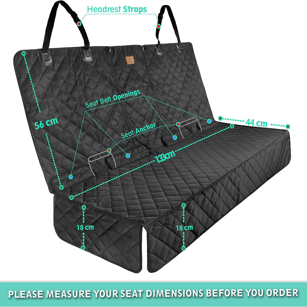Premium Dog Car Seat Cover with Armrest Opening with ISOFIX 45X133Cm