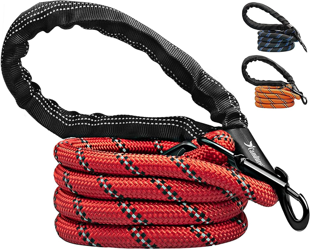 Dog Lead with Soft Padded and anti Slip Comfortable Rope Handle, 5 FT Strong Dog Leads, Highly Reflective Dog Leash for Puppy, Medium and Large Dogs (Red)