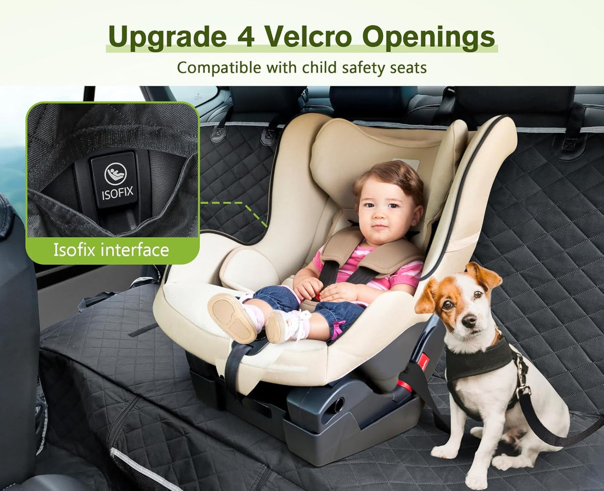 Dog Car Seat Cover, Car Seat Cover for Dogs with Viewing Window/Side Flaps/Storage Bags, Dog Hammock Scratch Proof Nonslip Back Seat Protector for Cars Trucks Suv(146X136Cm)
