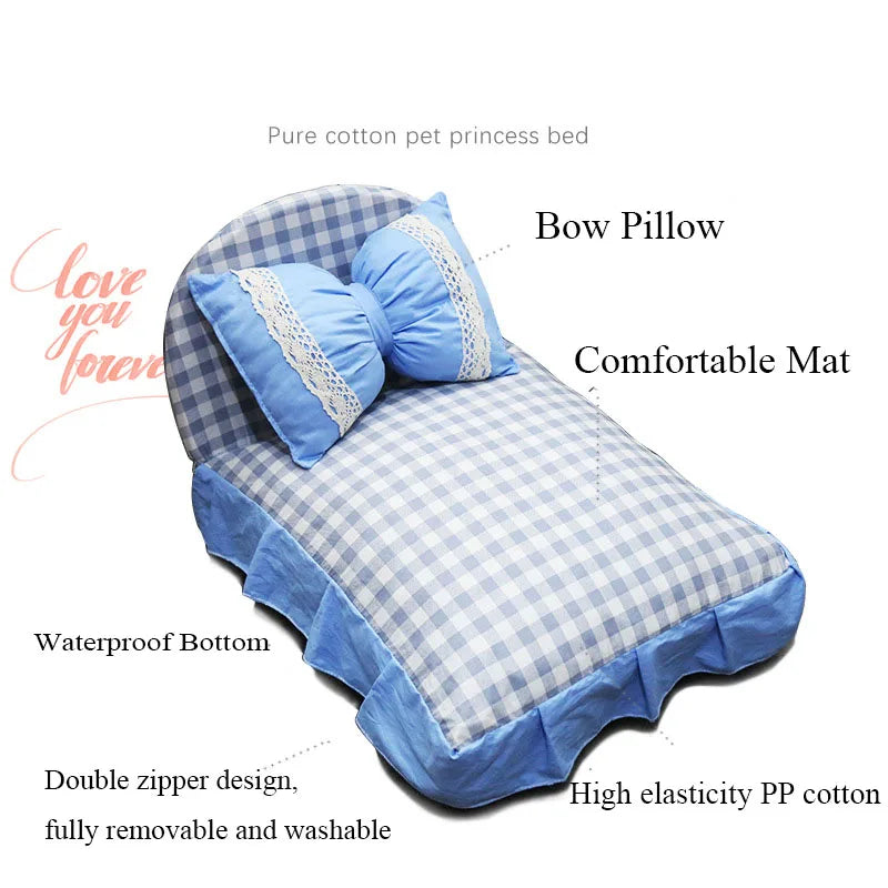 All Season Use Dog Bed Plaid Design Princess Style Cat Beds for Large Cats Washable Top Quality Cat Sleeping Bed