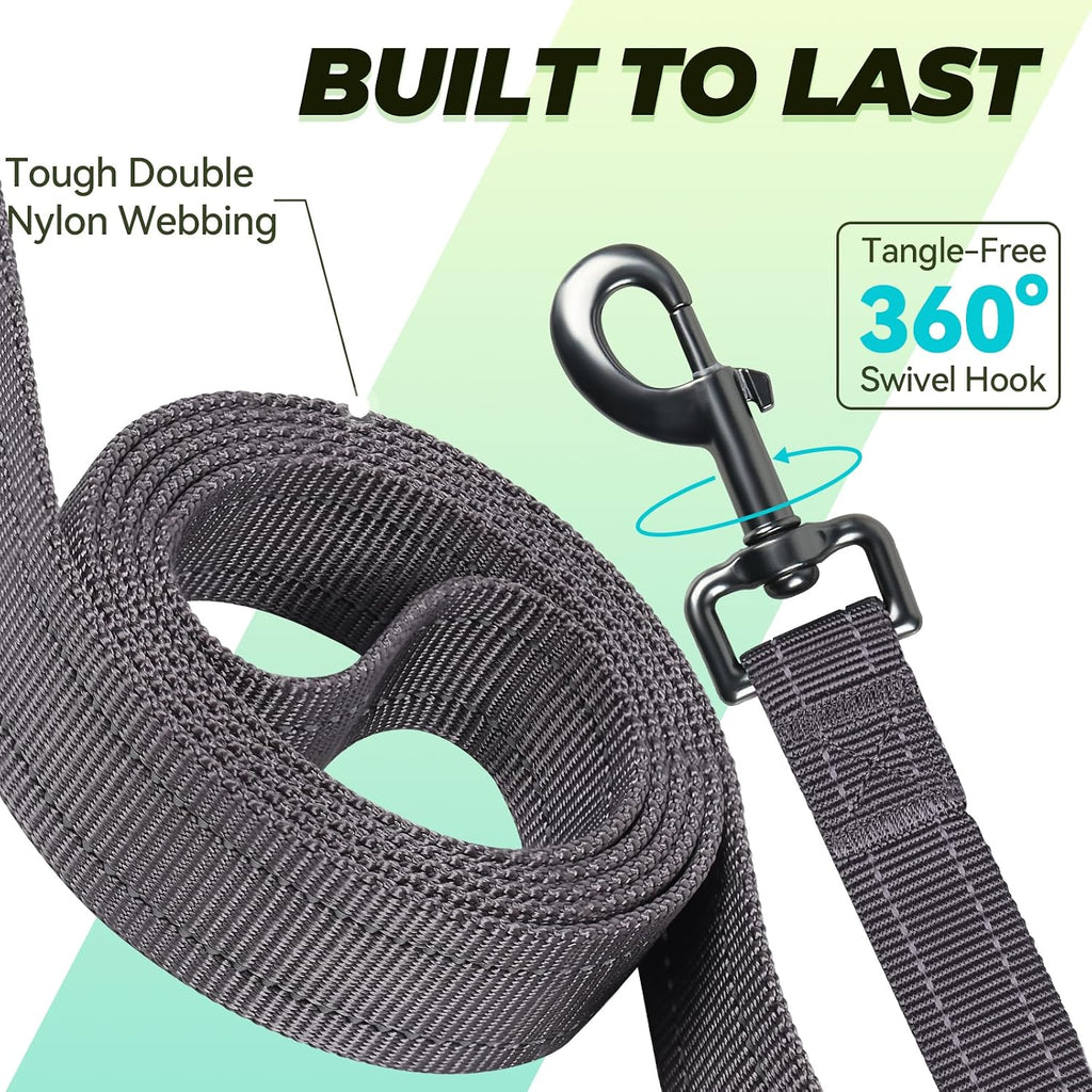Double Handle Dog Lead Twingrip, 1.8M X 2.5Cm, Grey