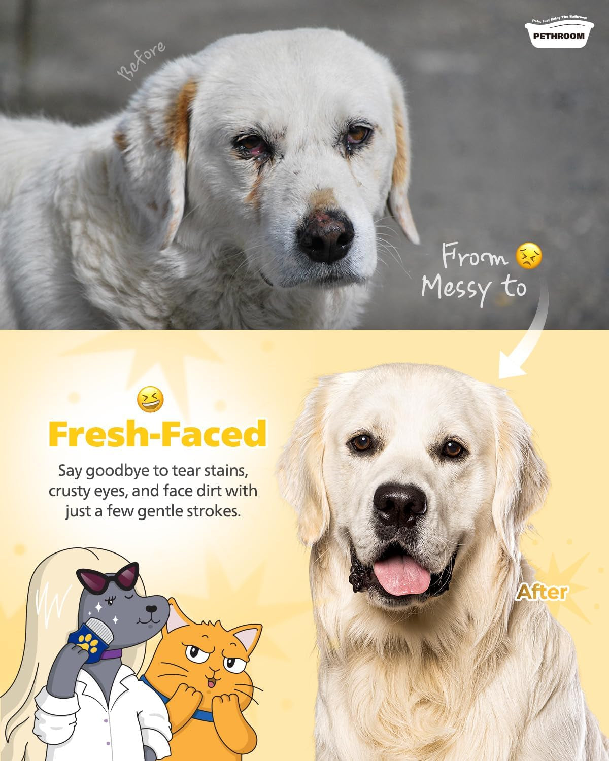 [] Professional Eye Comb for Pets | Stainless Steel Tear Stain Remover for Cats & Dogs | Gentle Round-Head Grooming Tool | Compact & Portable for Eye Gunk Removal