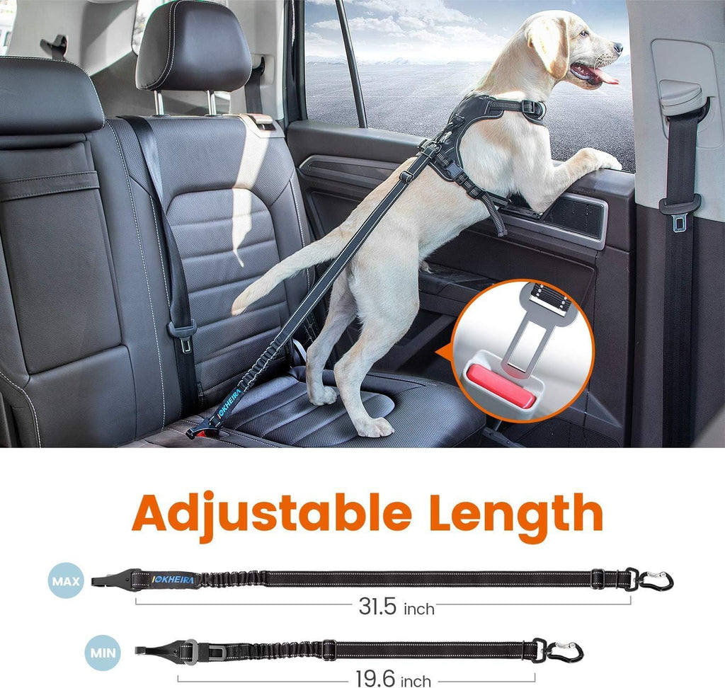 Dog Seatbelt, Aviation Aluminum Carabiner Nylon Dog Seat Belt, Adjustable Dog Car Harness, Pet Safety Belt with Hook Latch & Seatbelt Buckle