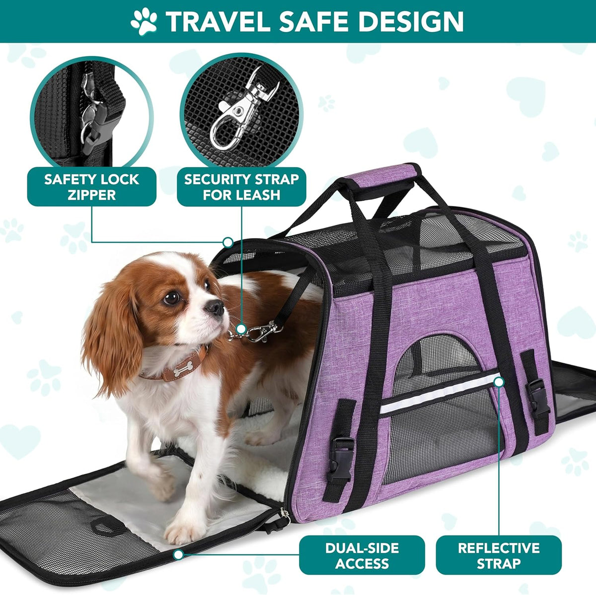 Airline Approved Pet Carrier for Cat, Soft Sided Dog Carrier for Small Dog, Cat Travel Supply Accessories Indoor Cat, Ventilated Pet Carrying Bag Medium Large Kitten Puppy, Small Heather Purple