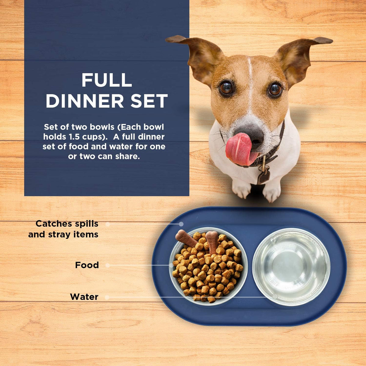 Double Cat Bowls Feeding Station, 400Ml Premium Stainless Steel Dog and Cat Food or Water Bowls with Non-Spill Silicone Base, for Small Dogs and Cats