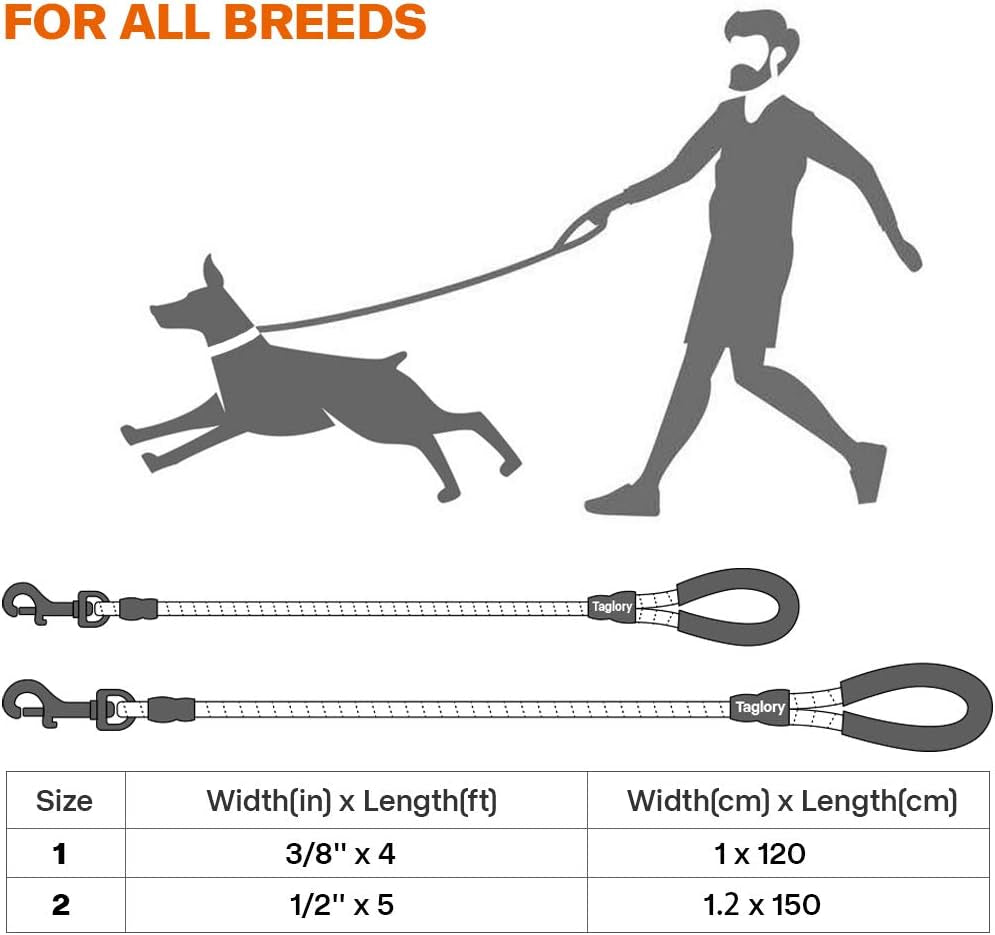 Rope Dog Lead with Soft Padded Handle – Reflective Rock Climbing Rope Lead for Medium and Large Dogs 150 Cm 1.2 Cm Neon Green