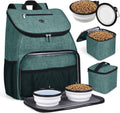 丨Dog Travel Bag,Airline Approved Pet Supplies Backpack,Dog Travel Backpack Accessories Set with 2 Silicone Collapsible Bowls and 2 Food Baskets. Green
