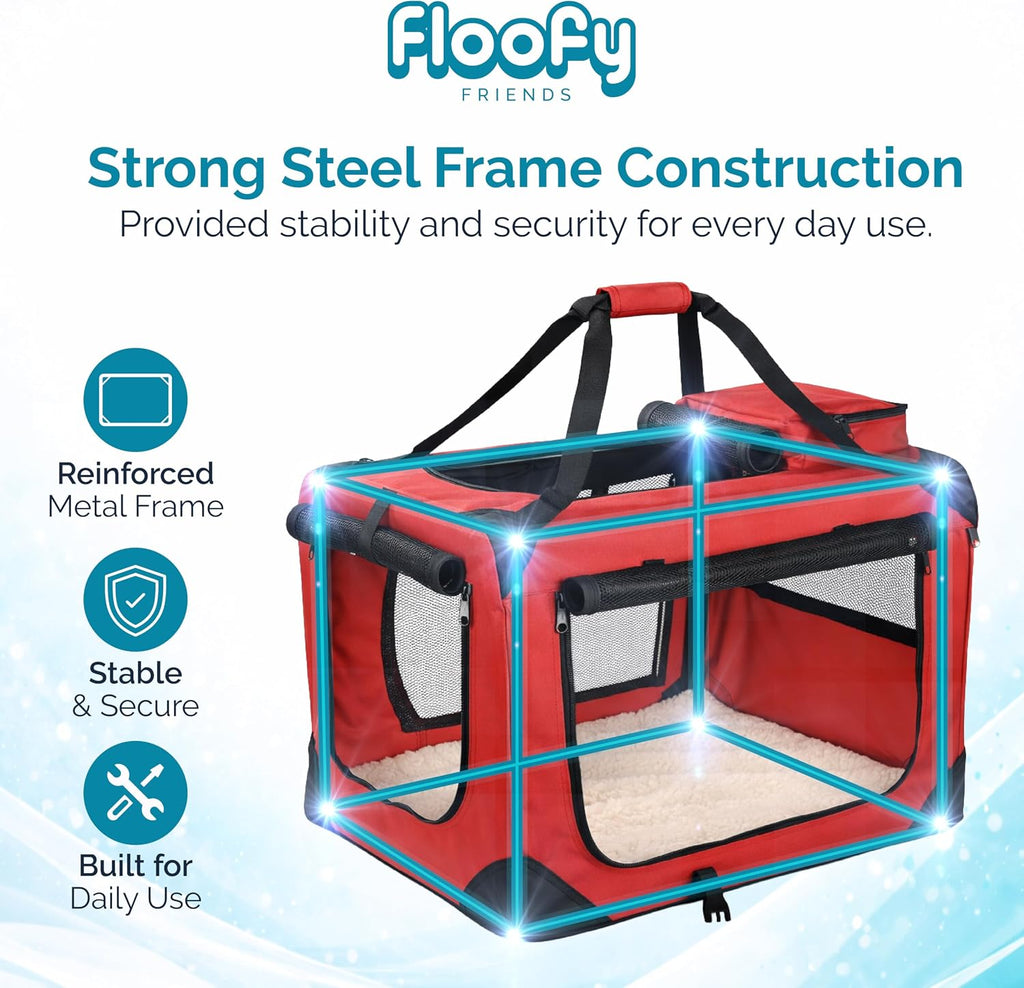 Soft-Sided Dog Travel Crate - Foldable, Breathable Pet Carrier for Small Dogs & Cats, Ideal for Car Travel & Home Use