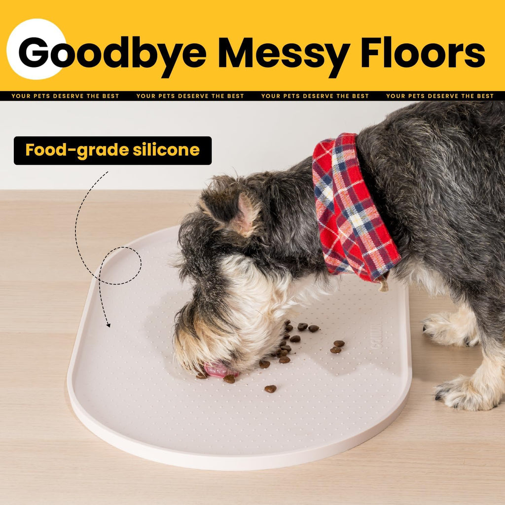 Cat Food Mat,1.2 Cm Raised Edges Dog Bowl Mat for Spill Containment,Bpa-Free Silicone Pet Food Mats for Floors Waterproof,Rubber Dog Feeding Mat for Food and Water Bowls