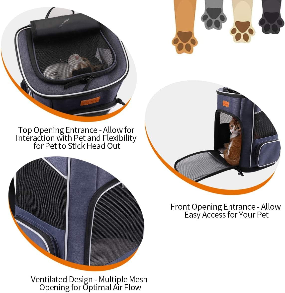 Cat Backpack Dog Backpack for Cats and Small Dogs 7 Kg, Foldable Pet Backpack with Inner Safety Lead and Shell
