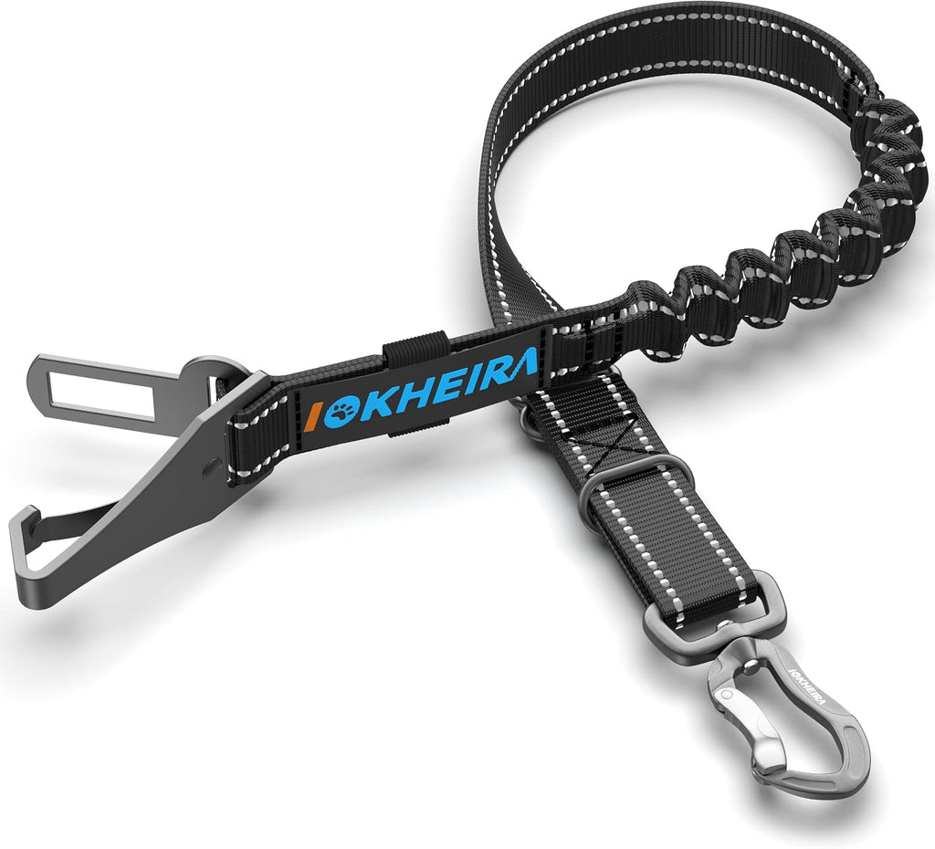 Dog Seatbelt, Aviation Aluminum Carabiner Nylon Dog Seat Belt, Adjustable Dog Car Harness, Pet Safety Belt with Hook Latch & Seatbelt Buckle
