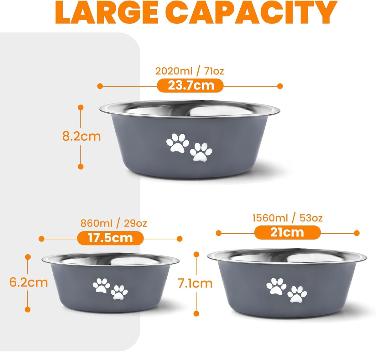 2 Pack Dog Bowls Stainless Steel 2020ML
