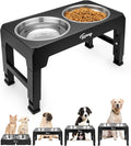 Raised Dog Bowl Height-Adjustable, Elevated Dog Bowls with 2X 1200Ml Stainless Steel Bowls, for Small Medium & Large Dogs, Non-Slip and No Spill, Black