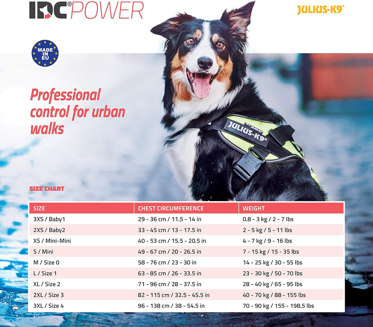 JULIUS-K9 IDC Powerharness, S, No Pull Dog Harness, Red