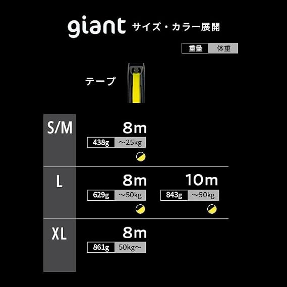 Flexi Giant L 8m Retractable Dog Lead – Tape Leash for Dogs Up to 50kg, Black & Neon Yellow