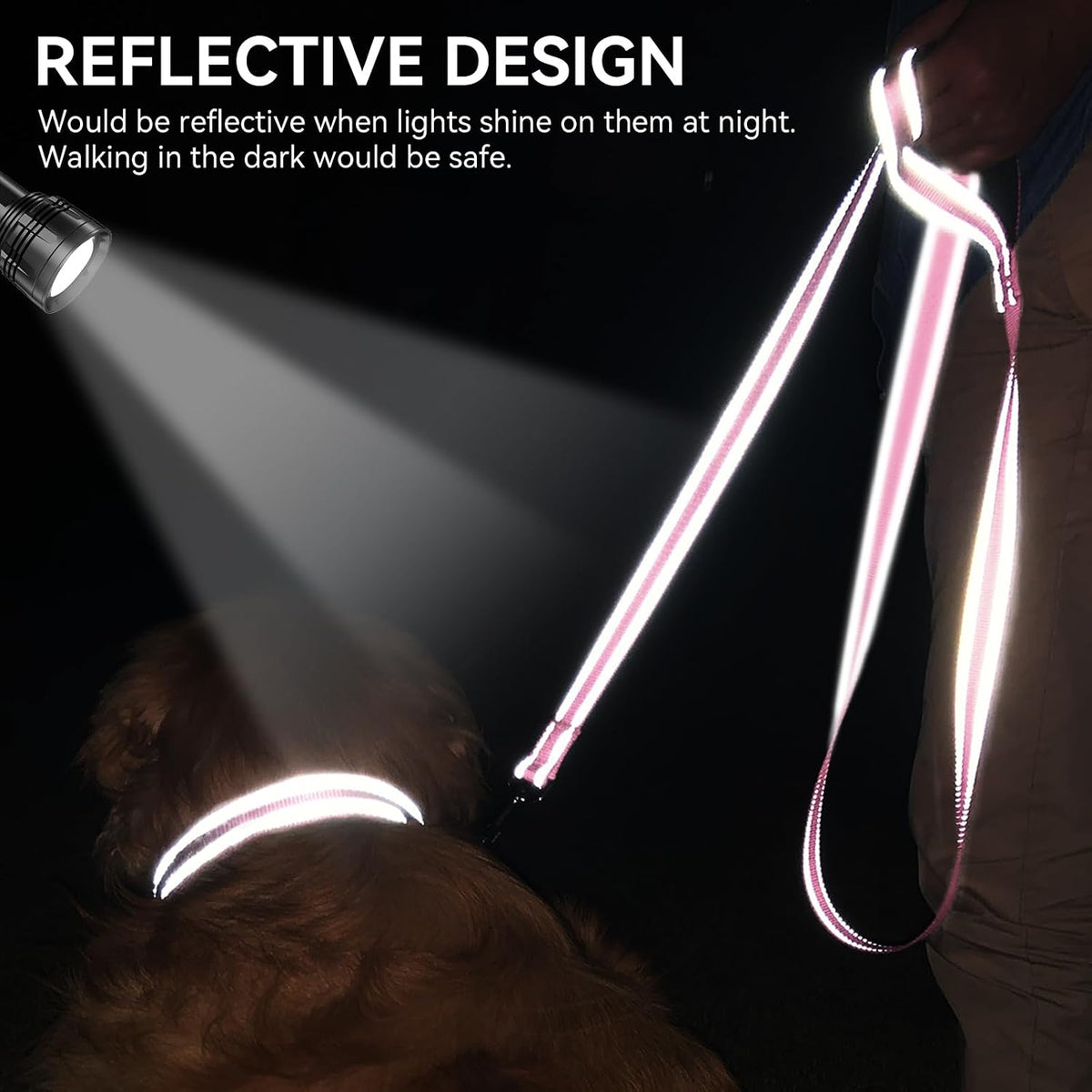 Padded Handle Dog Lead for Medium & Large Dogs, 1.8M X 2.5Cm, Pink