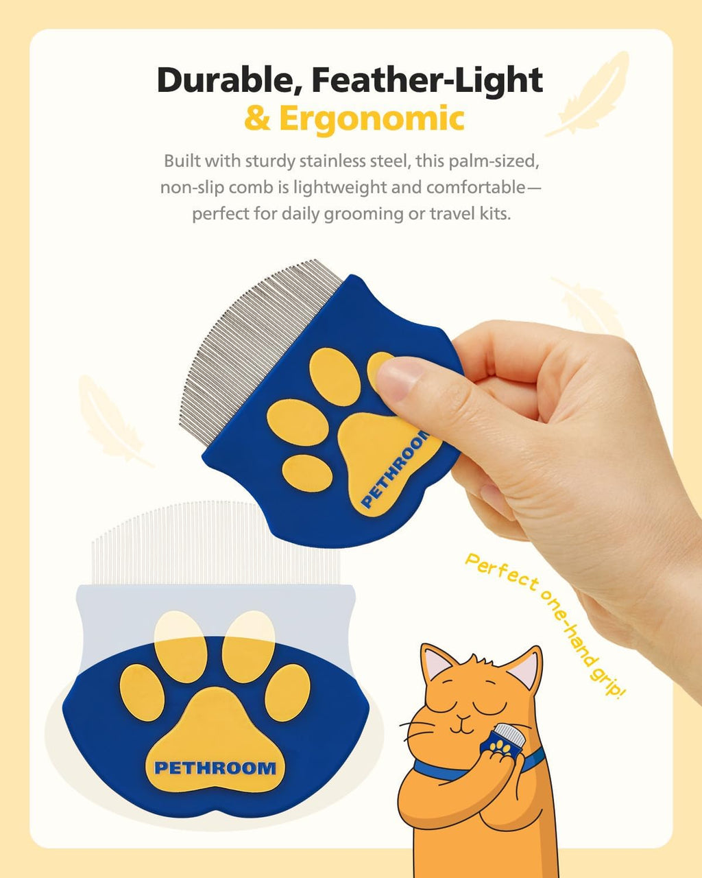 [] Professional Eye Comb for Pets | Stainless Steel Tear Stain Remover for Cats & Dogs | Gentle Round-Head Grooming Tool | Compact & Portable for Eye Gunk Removal