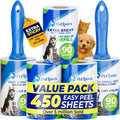 Extra Sticky Lint Roller Mega Value Set 450 Sheets for Pet Hair Removal Dog and Cat Lint Remover 5 Pack