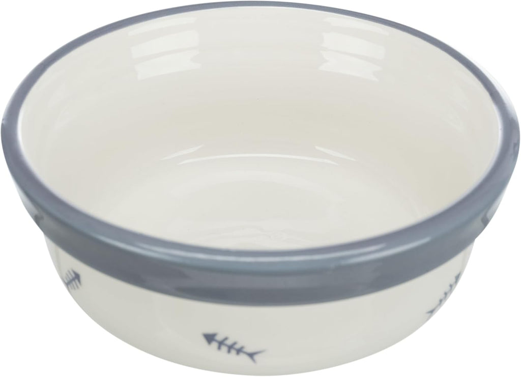 Eat on Feet Two Ceramic Bowl Set for Dog, Red/Black/Cream