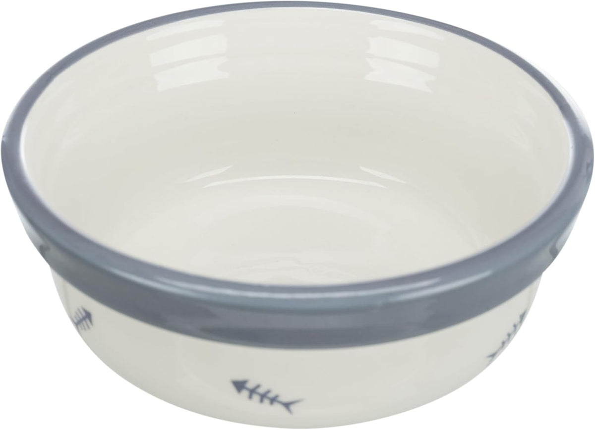 Eat on Feet Two Ceramic Bowl Set for Dog, Red/Black/Cream