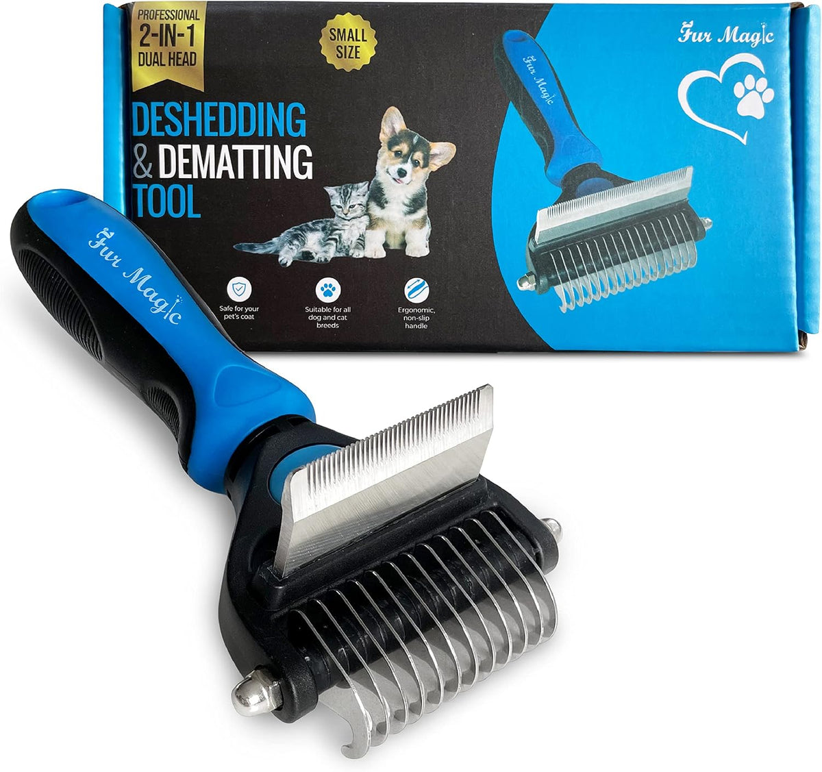 Deshedding & Dematting Tool, 2-In-1 Double-Sided Grooming Brush