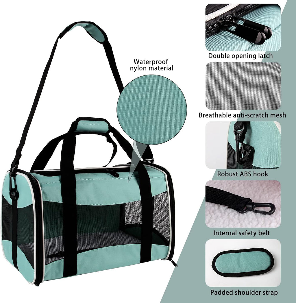 Cat Carrying Case - Pet Carrier, up to 30Lbs Soft Sided Protable and Breathabl Pet Travel Carrier, Pet Travel Carrier Removable Fleece Pad, Collapsible for Large Cats Small Dogs(X-Large, Green)