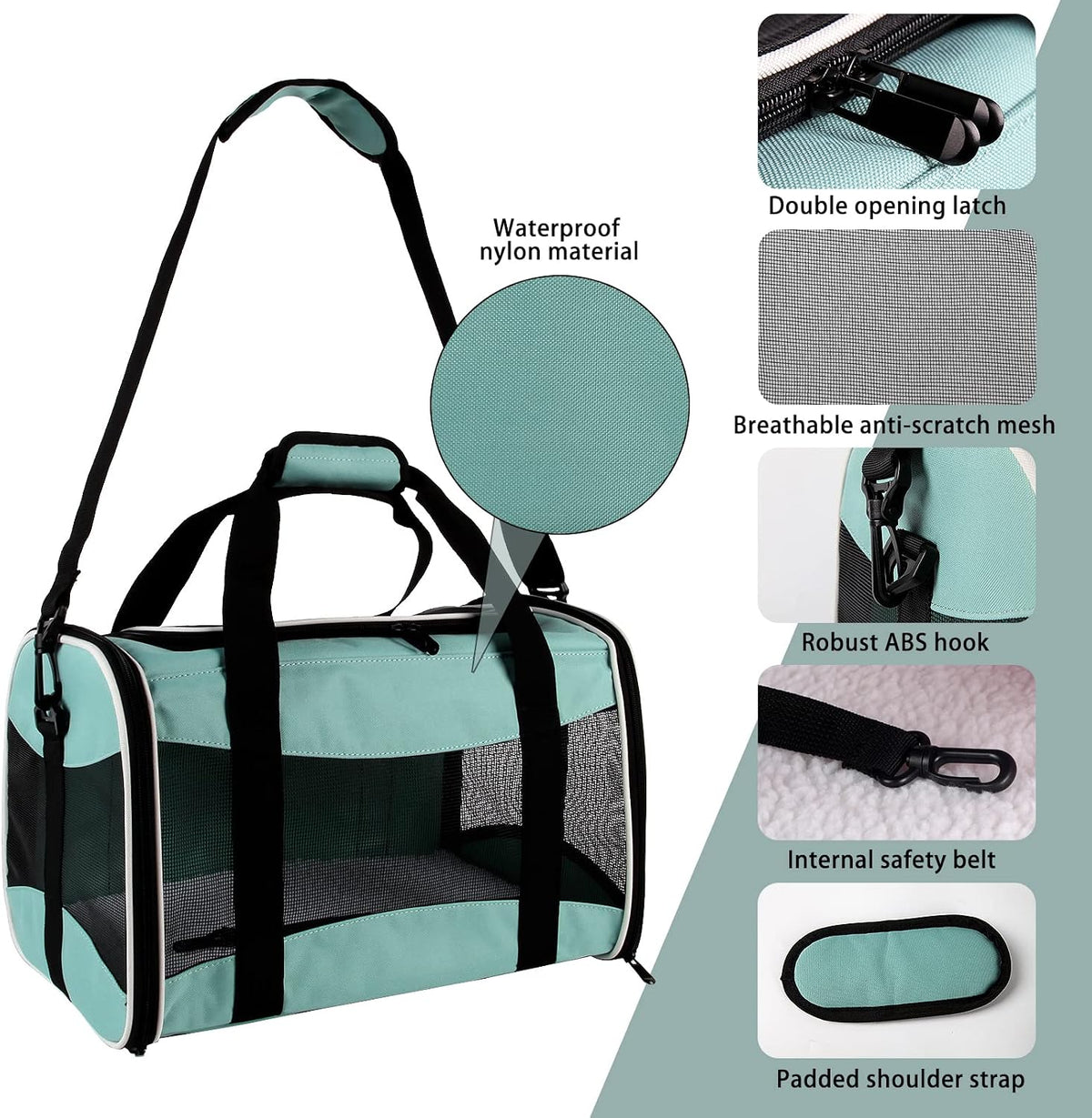 Cat Carrying Case - Pet Carrier, up to 30Lbs Soft Sided Protable and Breathabl Pet Travel Carrier, Pet Travel Carrier Removable Fleece Pad, Collapsible for Large Cats Small Dogs(X-Large, Green)