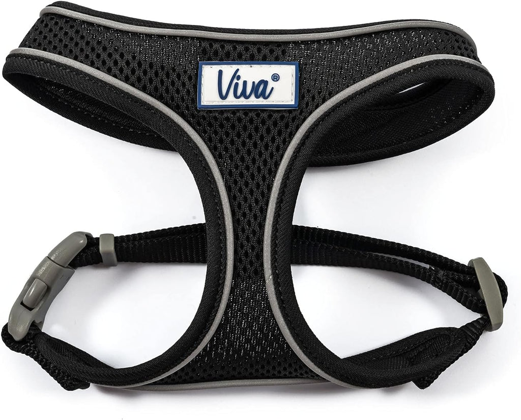 Viva Lightweight Breathable Comfort Mesh Dog Harness Black Size Large (Fits Girth 53-74 Cm)