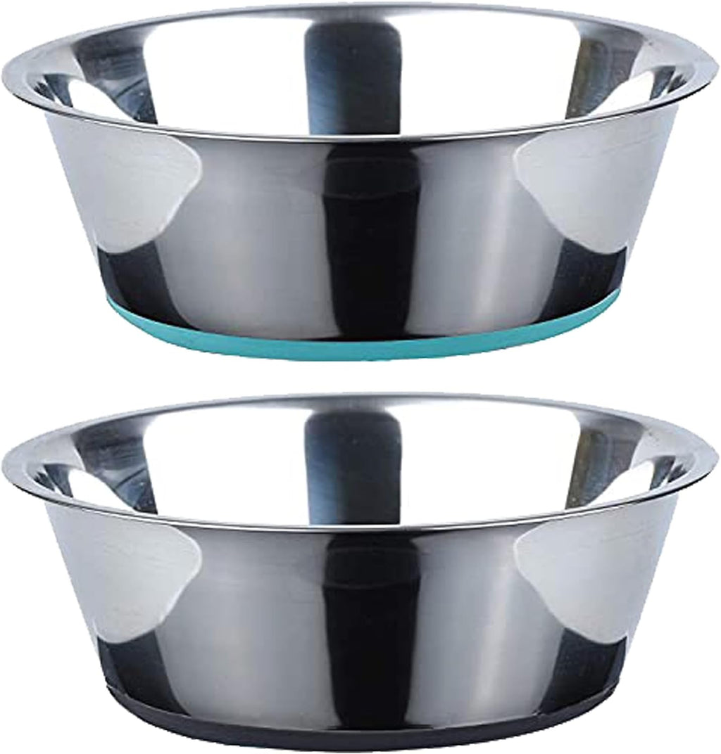 Deep Stainless Steel Dog Bowls, 1,920 Ml, 2-Pack, Nonslip Base