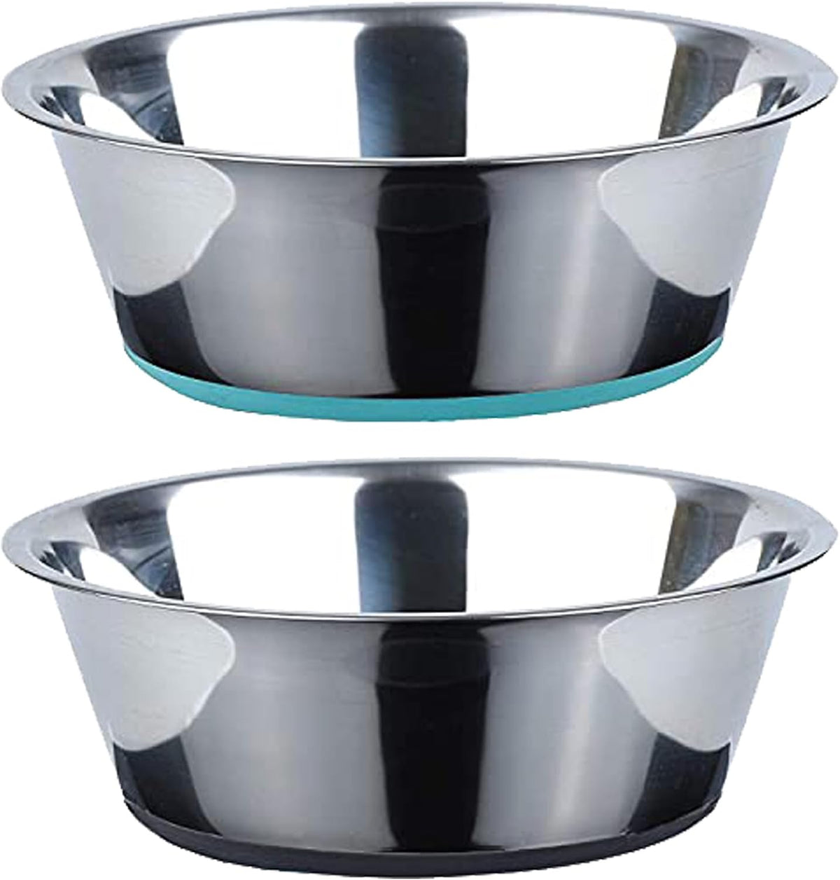 Deep Stainless Steel Dog Bowls, 1,920 Ml, 2-Pack, Nonslip Base