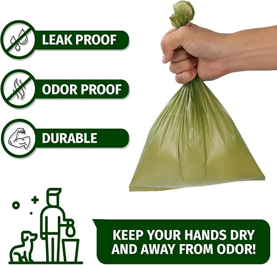 Topfree Dog Poo Bags – 180 Biodegradable-Style Dog Waste Bags, 18 Rolls, Green
